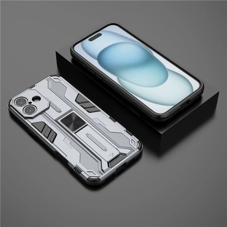 For iPhone 16 Plus Case PC + TPU Shockproof Phone Cover with Kickstand