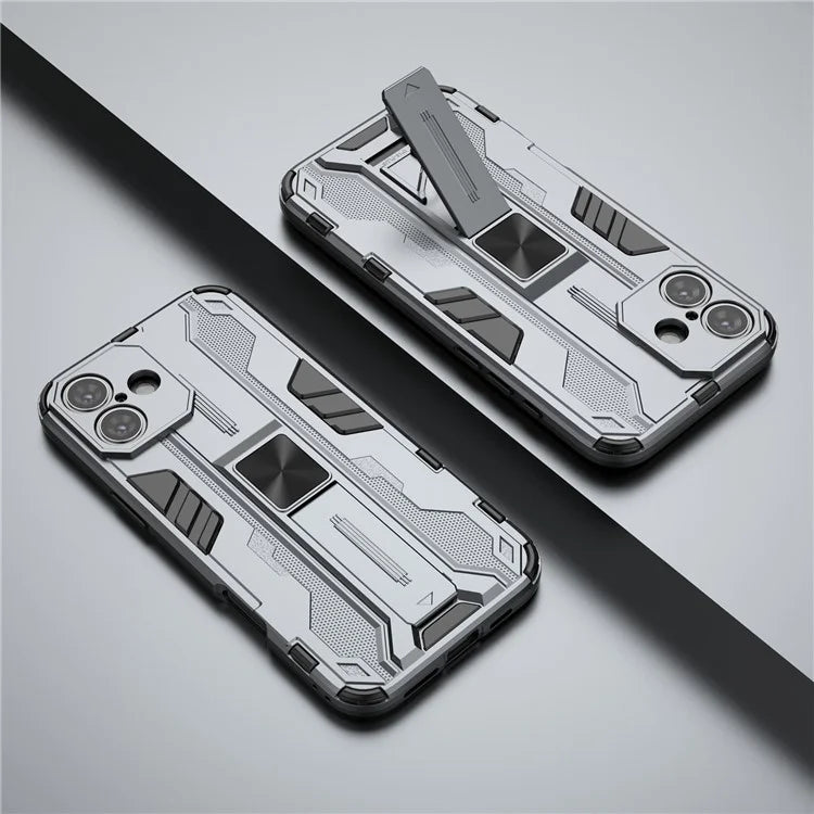 For iPhone 16 Plus Case PC + TPU Shockproof Phone Cover with Kickstand