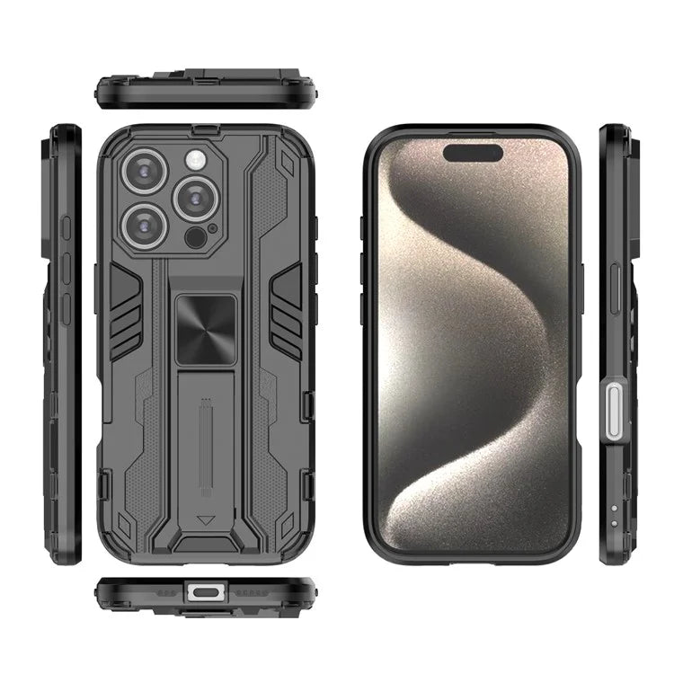 For iPhone 16 Pro Case PC + TPU Shockproof Phone Cover with Kickstand