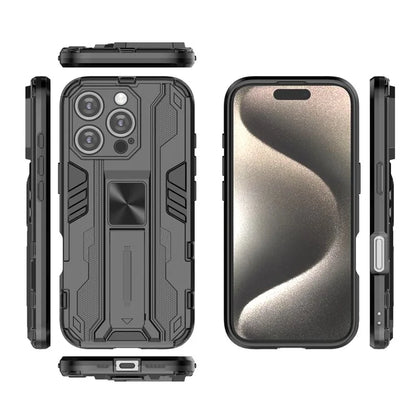For iPhone 16 Pro Case PC + TPU Shockproof Phone Cover with Kickstand