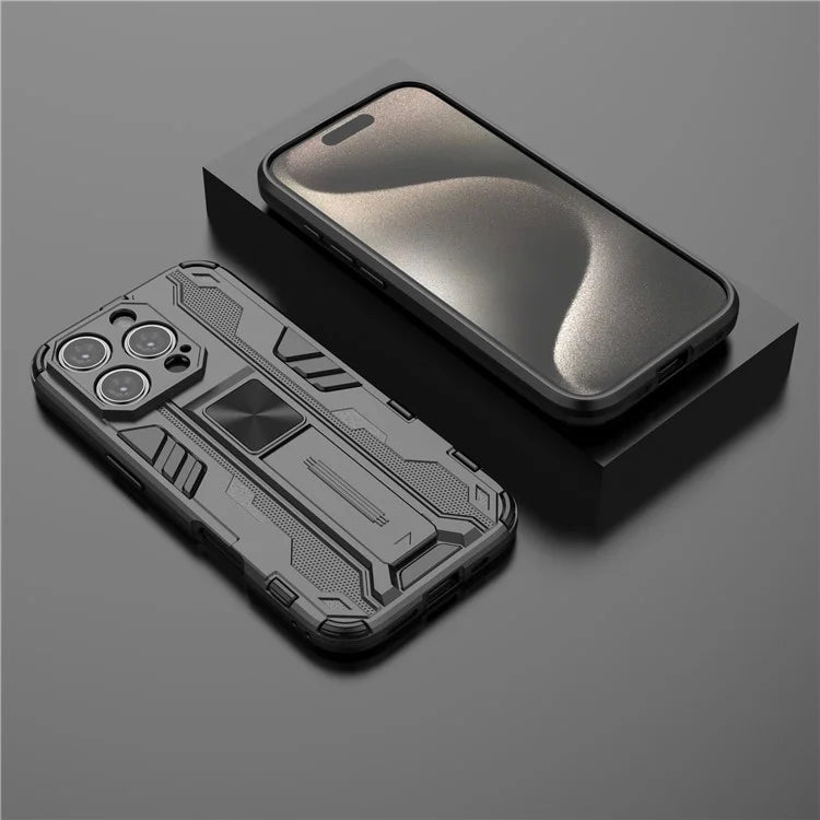 For iPhone 16 Pro Case PC + TPU Shockproof Phone Cover with Kickstand
