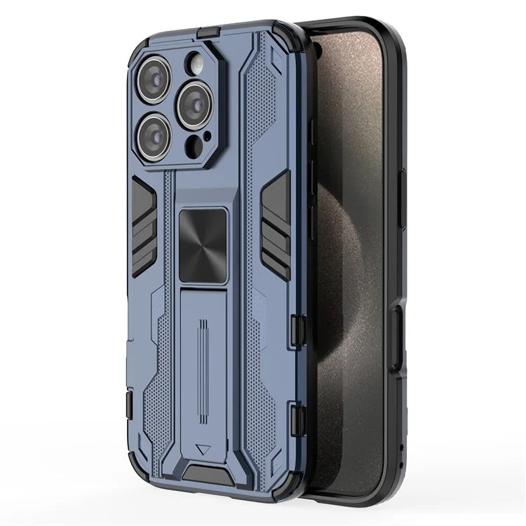 For iPhone 16 Pro Case PC + TPU Shockproof Phone Cover with Kickstand