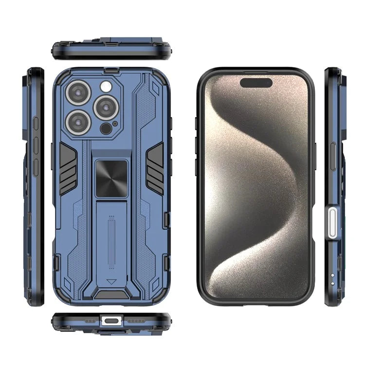 For iPhone 16 Pro Case PC + TPU Shockproof Phone Cover with Kickstand