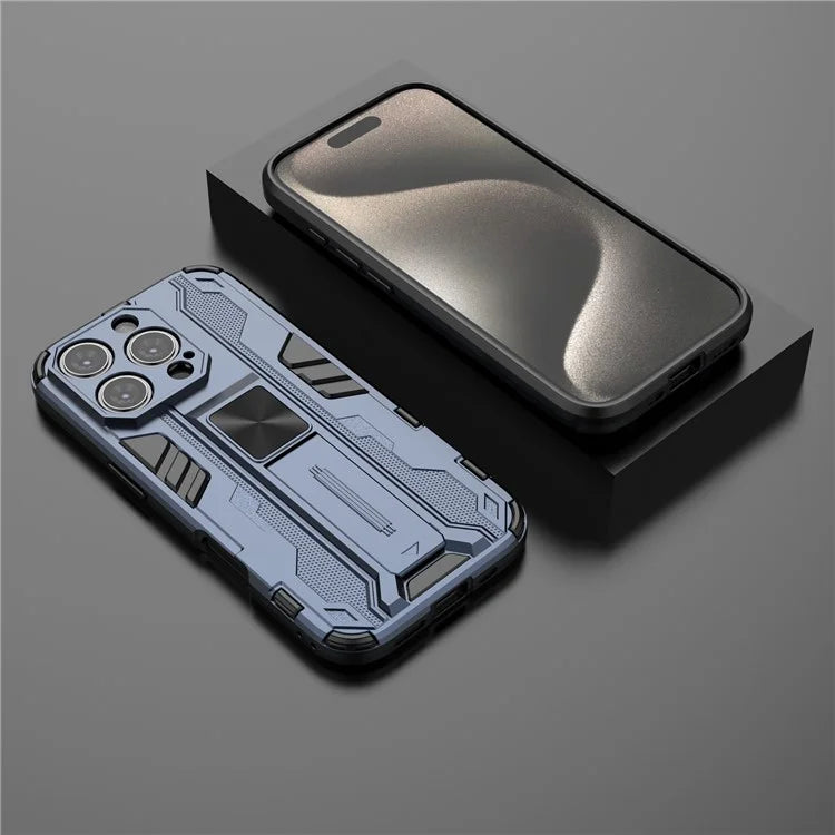For iPhone 16 Pro Case PC + TPU Shockproof Phone Cover with Kickstand