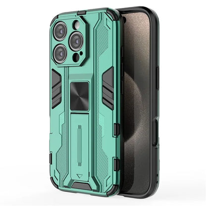 For iPhone 16 Pro Case PC + TPU Shockproof Phone Cover with Kickstand