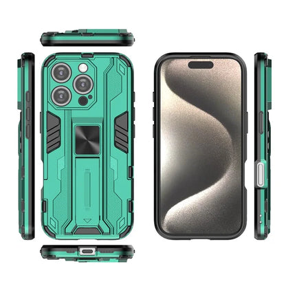 For iPhone 16 Pro Case PC + TPU Shockproof Phone Cover with Kickstand