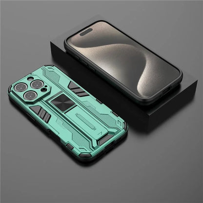For iPhone 16 Pro Case PC + TPU Shockproof Phone Cover with Kickstand