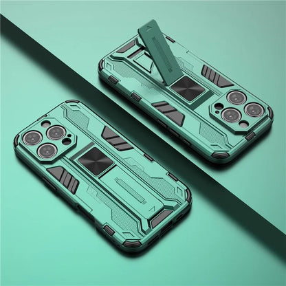 For iPhone 16 Pro Case PC + TPU Shockproof Phone Cover with Kickstand