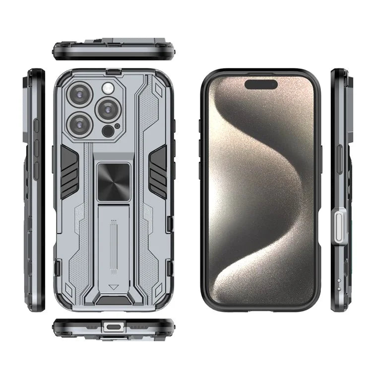 For iPhone 16 Pro Case PC + TPU Shockproof Phone Cover with Kickstand