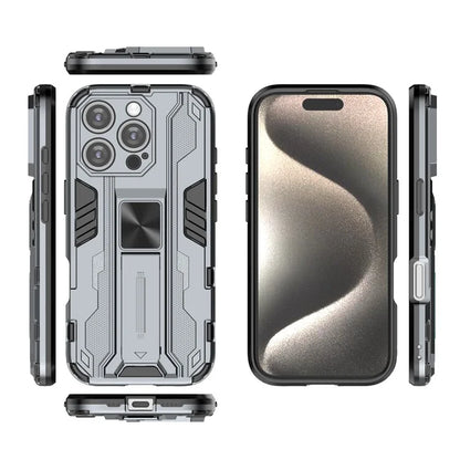 For iPhone 16 Pro Case PC + TPU Shockproof Phone Cover with Kickstand