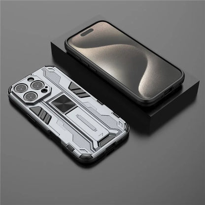 For iPhone 16 Pro Case PC + TPU Shockproof Phone Cover with Kickstand