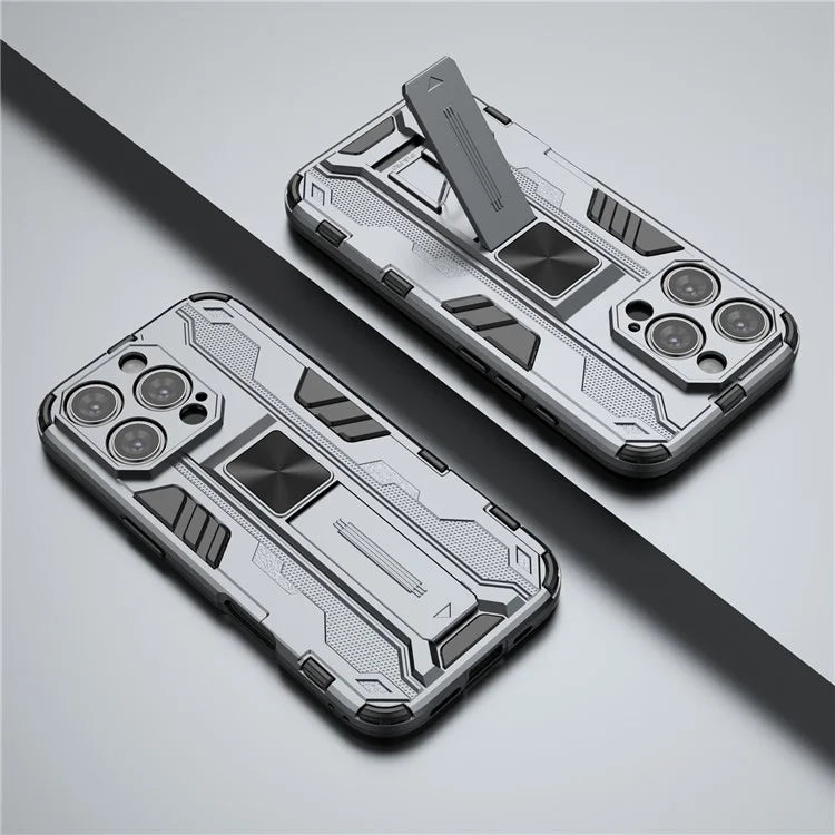 For iPhone 16 Pro Case PC + TPU Shockproof Phone Cover with Kickstand