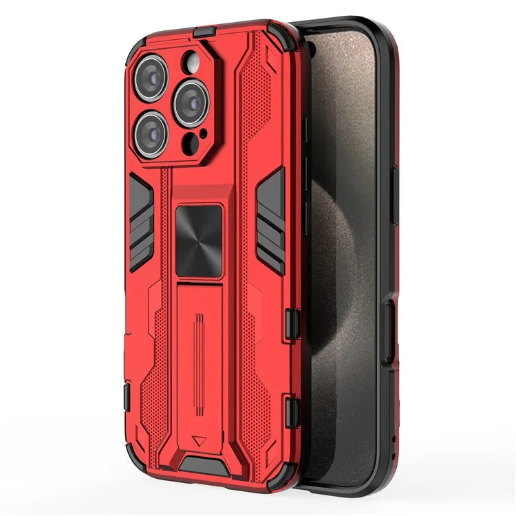 For iPhone 16 Pro Case PC + TPU Shockproof Phone Cover with Kickstand