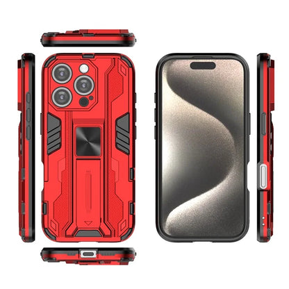 For iPhone 16 Pro Case PC + TPU Shockproof Phone Cover with Kickstand