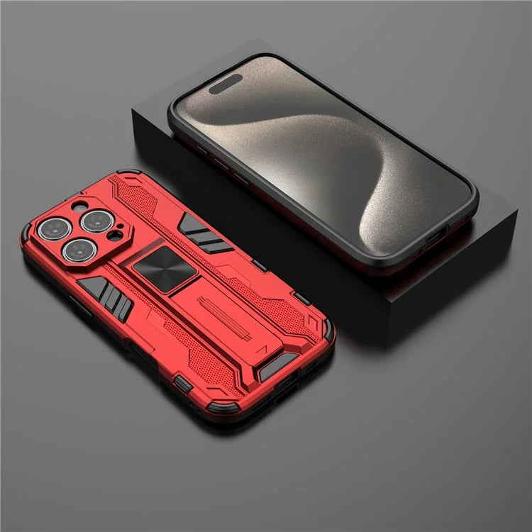 For iPhone 16 Pro Case PC + TPU Shockproof Phone Cover with Kickstand