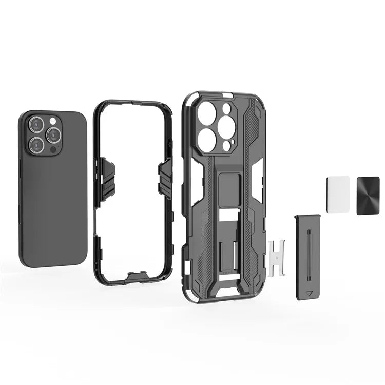 For iPhone 16 Pro Case PC + TPU Shockproof Phone Cover with Kickstand