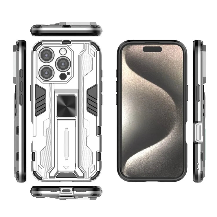 For iPhone 16 Pro Case PC + TPU Shockproof Phone Cover with Kickstand