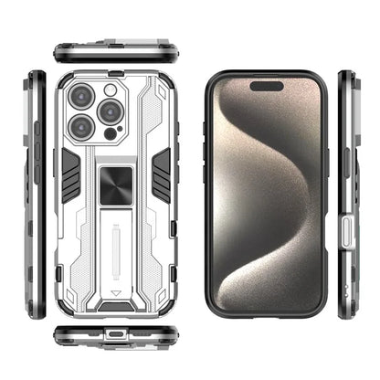 For iPhone 16 Pro Case PC + TPU Shockproof Phone Cover with Kickstand