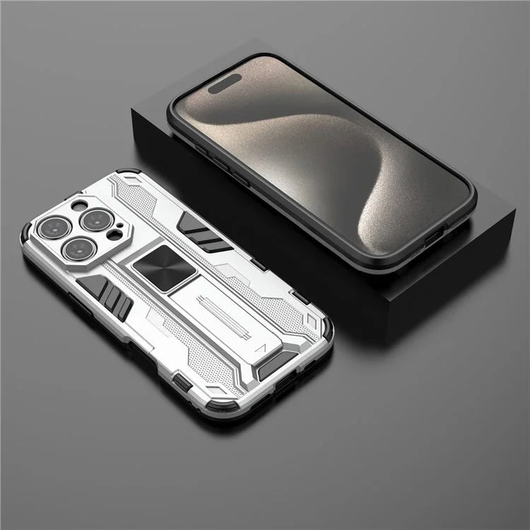 For iPhone 16 Pro Case PC + TPU Shockproof Phone Cover with Kickstand