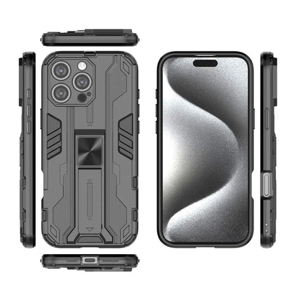 For iPhone 16 Pro Max Case PC + TPU Shockproof Phone Cover with Kickstand