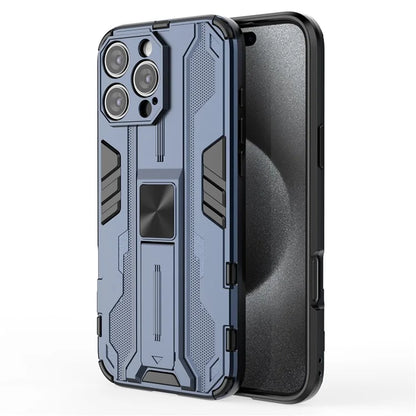 For iPhone 16 Pro Max Case PC + TPU Shockproof Phone Cover with Kickstand