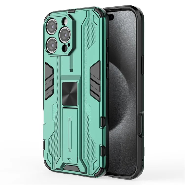 For iPhone 16 Pro Max Case PC + TPU Shockproof Phone Cover with Kickstand