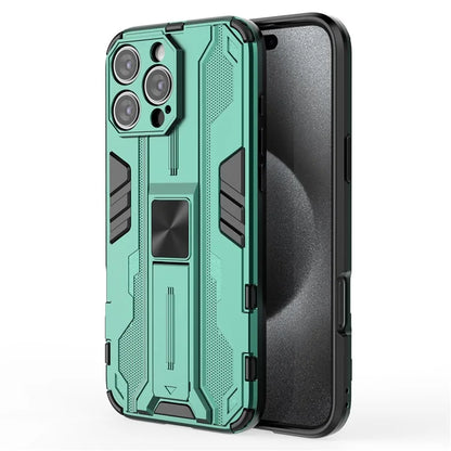 For iPhone 16 Pro Max Case PC + TPU Shockproof Phone Cover with Kickstand
