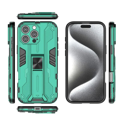 For iPhone 16 Pro Max Case PC + TPU Shockproof Phone Cover with Kickstand