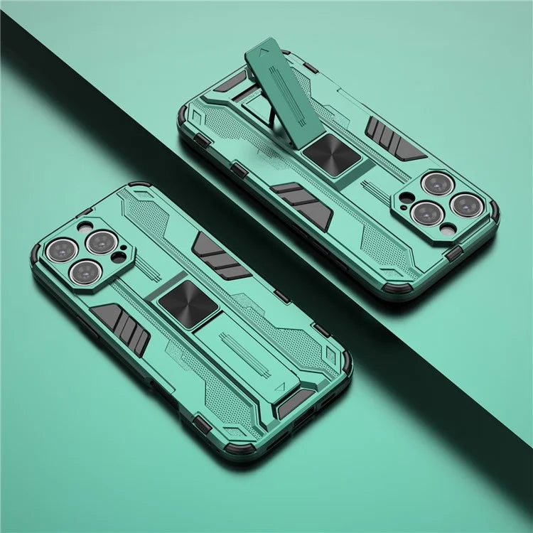 For iPhone 16 Pro Max Case PC + TPU Shockproof Phone Cover with Kickstand