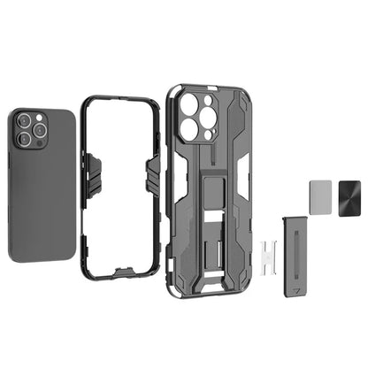 For iPhone 16 Pro Max Case PC + TPU Shockproof Phone Cover with Kickstand