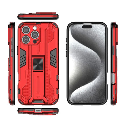 For iPhone 16 Pro Max Case PC + TPU Shockproof Phone Cover with Kickstand