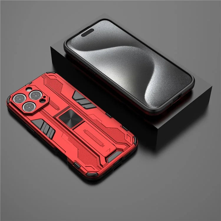 For iPhone 16 Pro Max Case PC + TPU Shockproof Phone Cover with Kickstand