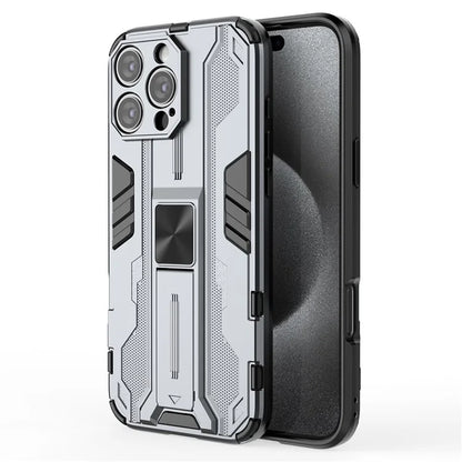 For iPhone 16 Pro Max Case PC + TPU Shockproof Phone Cover with Kickstand