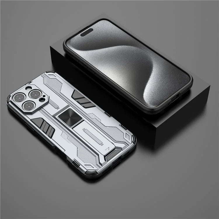 For iPhone 16 Pro Max Case PC + TPU Shockproof Phone Cover with Kickstand