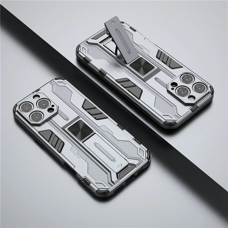 For iPhone 16 Pro Max Case PC + TPU Shockproof Phone Cover with Kickstand