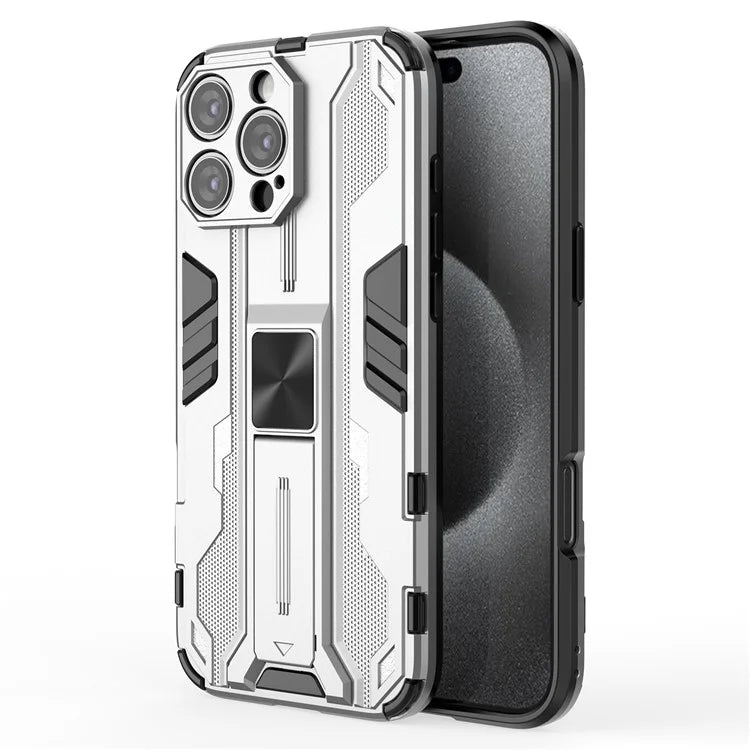 For iPhone 16 Pro Max Case PC + TPU Shockproof Phone Cover with Kickstand
