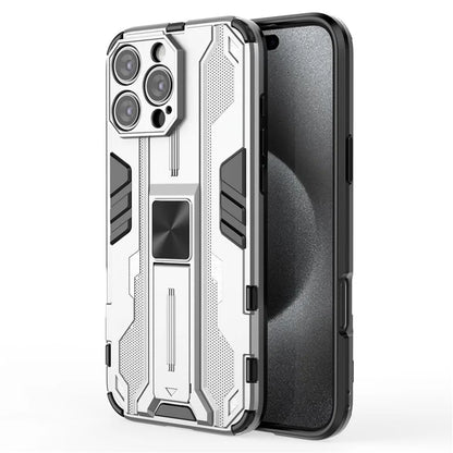 For iPhone 16 Pro Max Case PC + TPU Shockproof Phone Cover with Kickstand