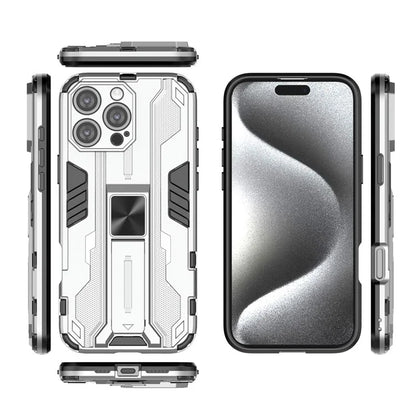 For iPhone 16 Pro Max Case PC + TPU Shockproof Phone Cover with Kickstand
