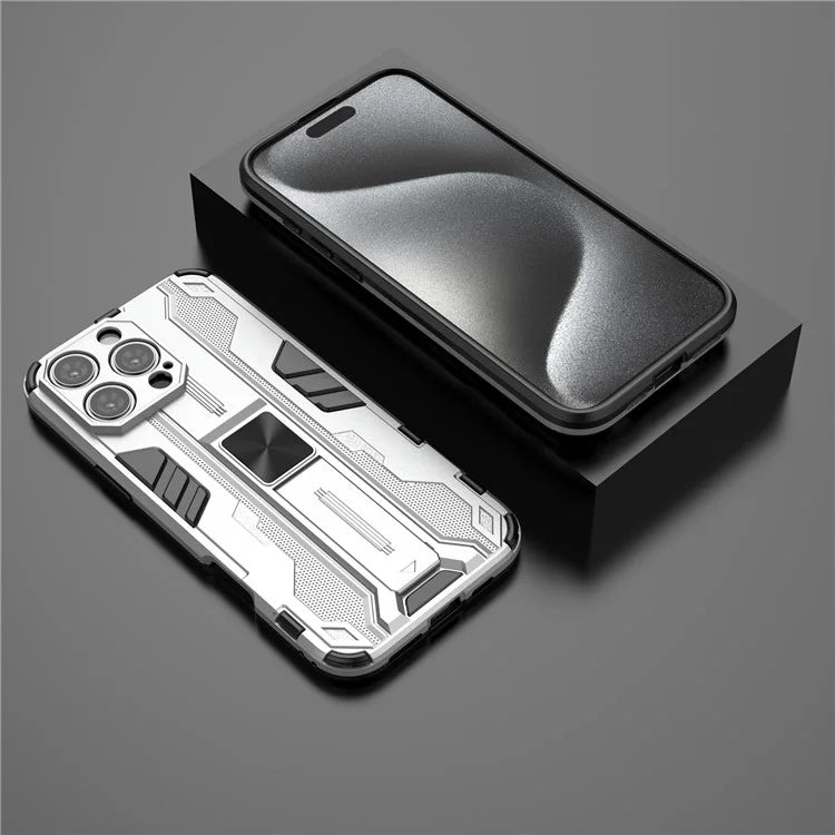 For iPhone 16 Pro Max Case PC + TPU Shockproof Phone Cover with Kickstand