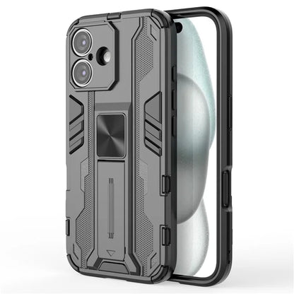 For iPhone 16 Case PC + TPU Shockproof Phone Cover with Kickstand