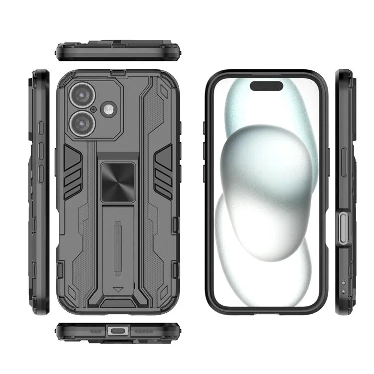 For iPhone 16 Case PC + TPU Shockproof Phone Cover with Kickstand