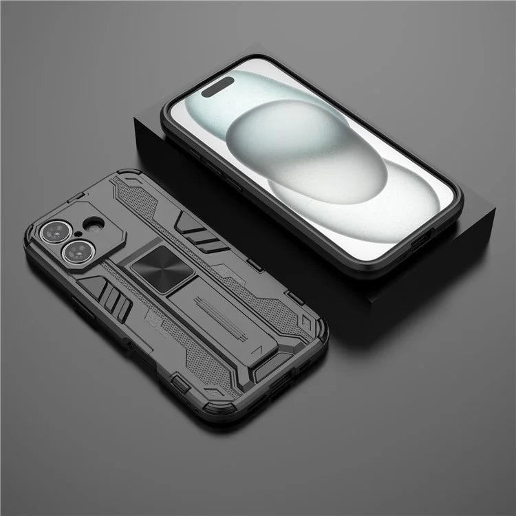 For iPhone 16 Case PC + TPU Shockproof Phone Cover with Kickstand