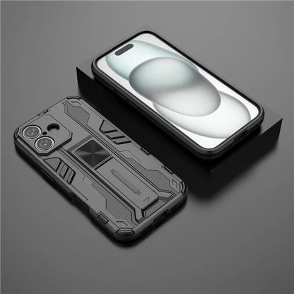 For iPhone 16 Case PC + TPU Shockproof Phone Cover with Kickstand