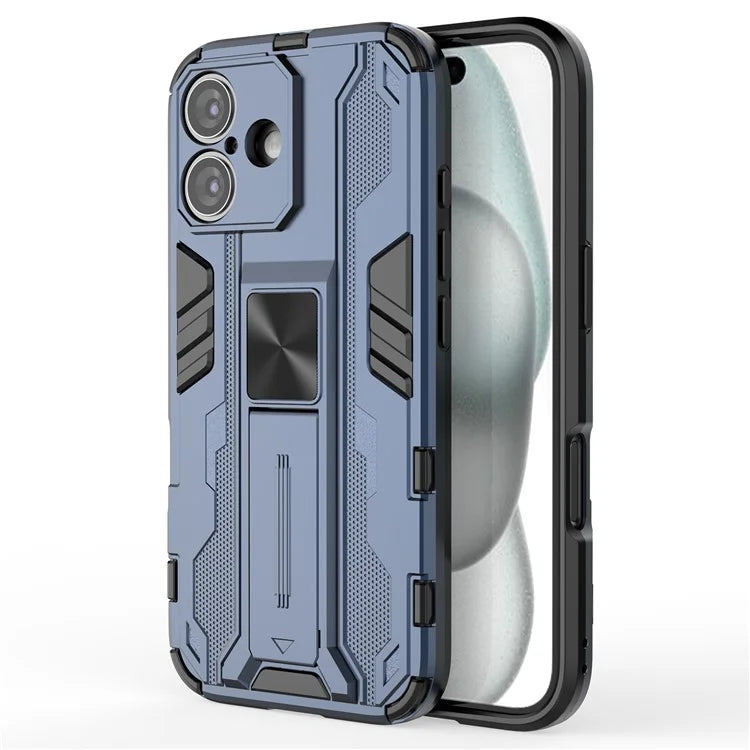 For iPhone 16 Case PC + TPU Shockproof Phone Cover with Kickstand