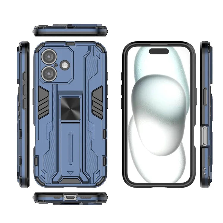 For iPhone 16 Case PC + TPU Shockproof Phone Cover with Kickstand