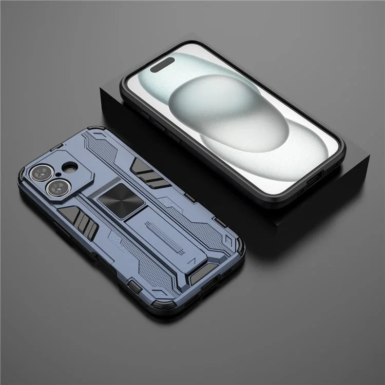 For iPhone 16 Case PC + TPU Shockproof Phone Cover with Kickstand