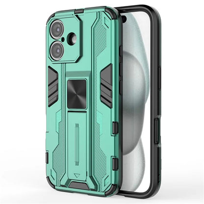 For iPhone 16 Case PC + TPU Shockproof Phone Cover with Kickstand