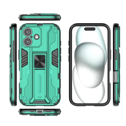 For iPhone 16 Case PC + TPU Shockproof Phone Cover with Kickstand