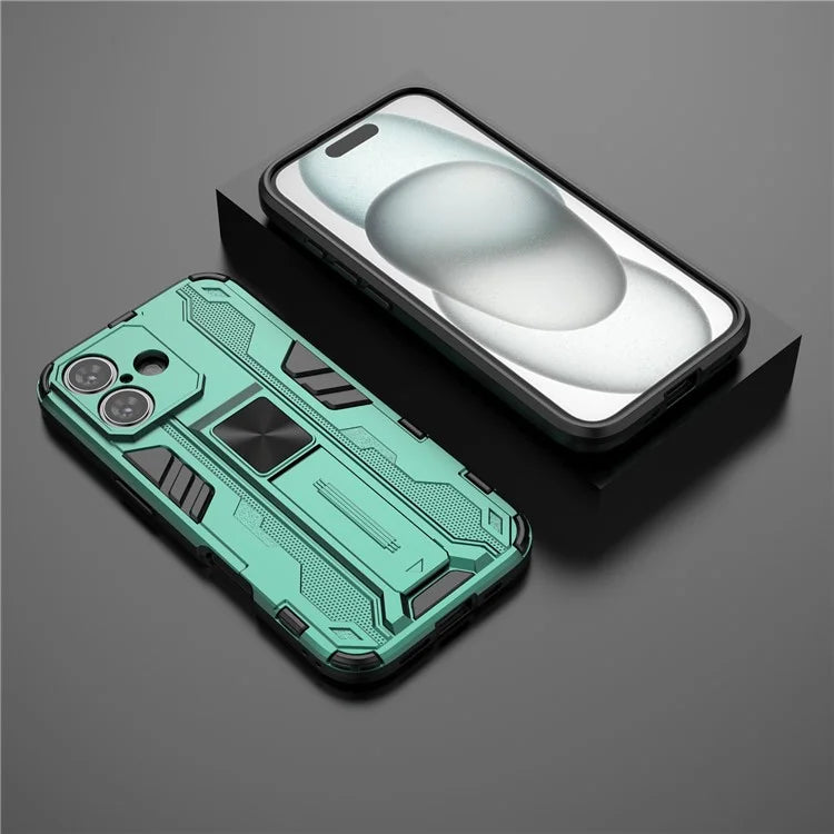 For iPhone 16 Case PC + TPU Shockproof Phone Cover with Kickstand