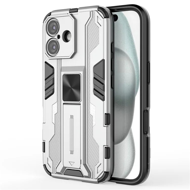 For iPhone 16 Case PC + TPU Shockproof Phone Cover with Kickstand